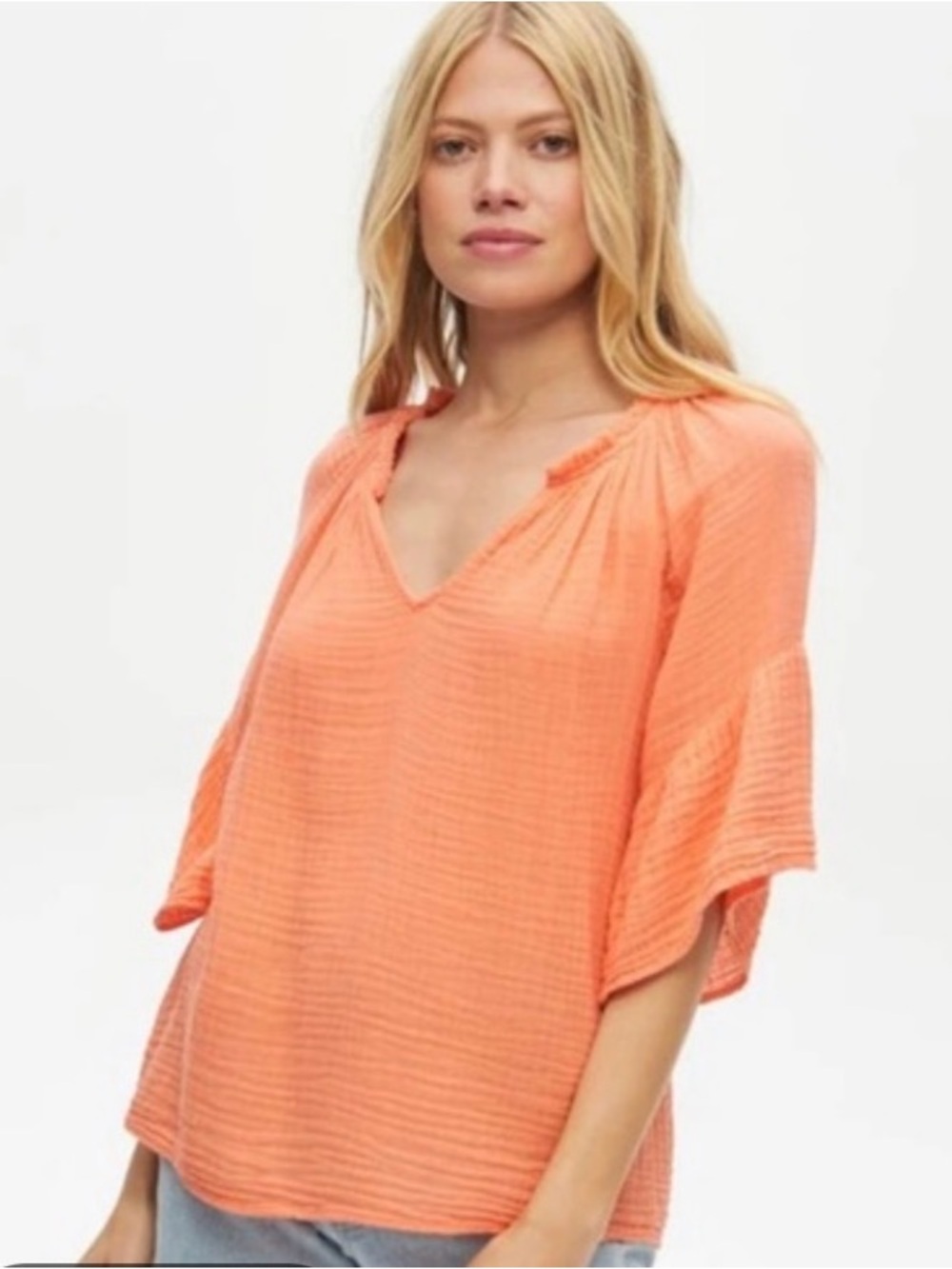 Michael Stars faded orange gauze V-Neck Top